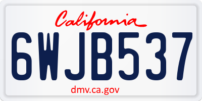 CA license plate 6WJB537