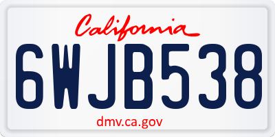 CA license plate 6WJB538