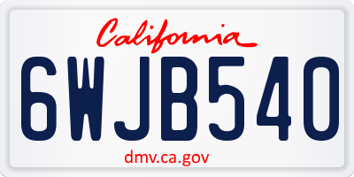 CA license plate 6WJB540