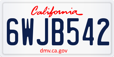 CA license plate 6WJB542
