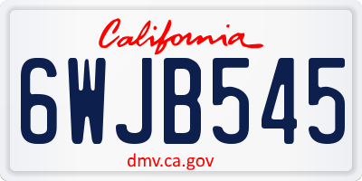 CA license plate 6WJB545