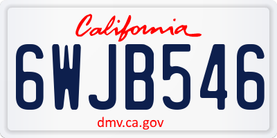CA license plate 6WJB546