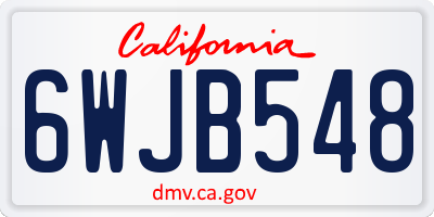 CA license plate 6WJB548