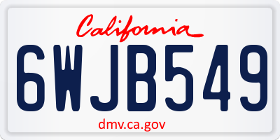 CA license plate 6WJB549