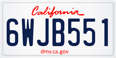 CA license plate 6WJB551