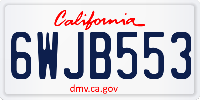 CA license plate 6WJB553