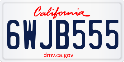 CA license plate 6WJB555