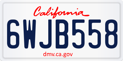 CA license plate 6WJB558