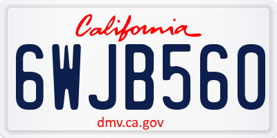 CA license plate 6WJB560