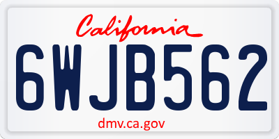 CA license plate 6WJB562