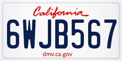 CA license plate 6WJB567