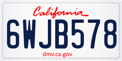 CA license plate 6WJB578