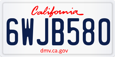 CA license plate 6WJB580