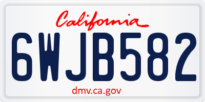 CA license plate 6WJB582