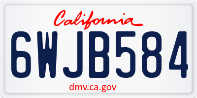 CA license plate 6WJB584