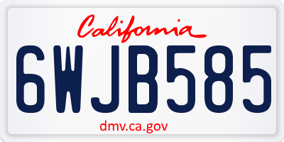 CA license plate 6WJB585