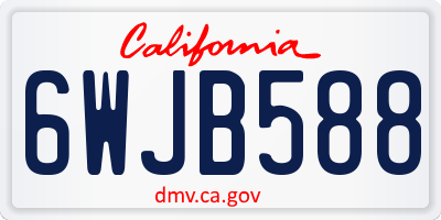 CA license plate 6WJB588