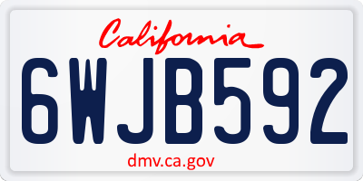 CA license plate 6WJB592
