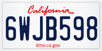 CA license plate 6WJB598