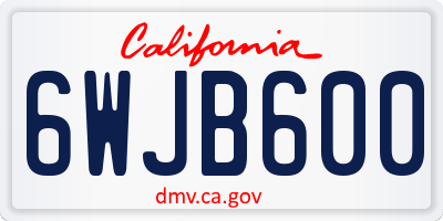 CA license plate 6WJB600
