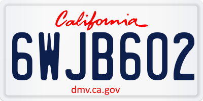 CA license plate 6WJB602