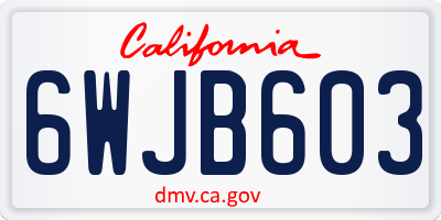 CA license plate 6WJB603