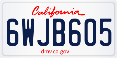 CA license plate 6WJB605