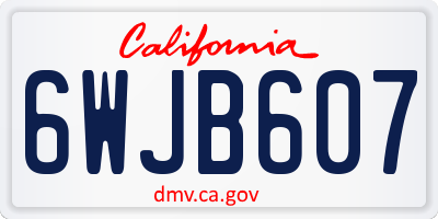 CA license plate 6WJB607