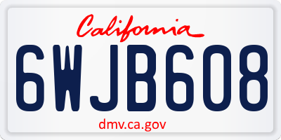 CA license plate 6WJB608