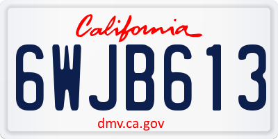 CA license plate 6WJB613