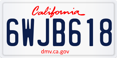 CA license plate 6WJB618