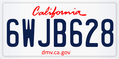 CA license plate 6WJB628