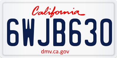CA license plate 6WJB630