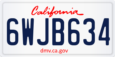 CA license plate 6WJB634