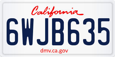 CA license plate 6WJB635