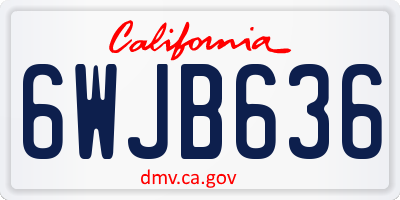 CA license plate 6WJB636