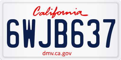 CA license plate 6WJB637