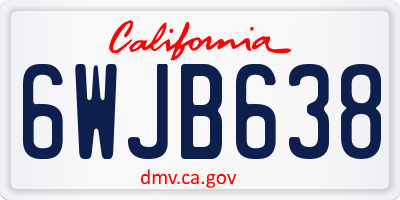 CA license plate 6WJB638
