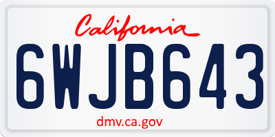 CA license plate 6WJB643