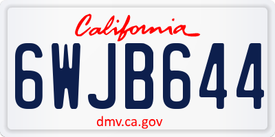 CA license plate 6WJB644