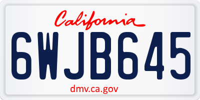 CA license plate 6WJB645