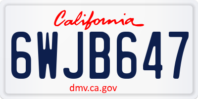 CA license plate 6WJB647