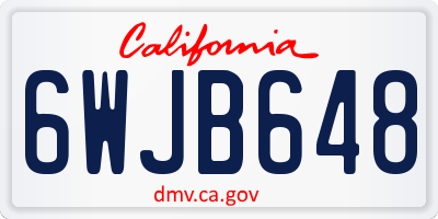 CA license plate 6WJB648