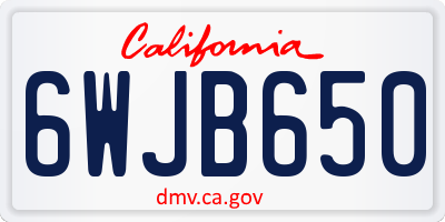 CA license plate 6WJB650
