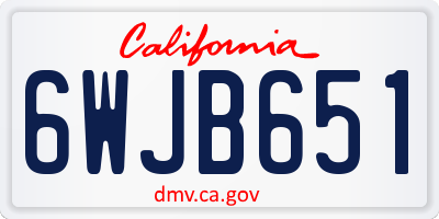 CA license plate 6WJB651
