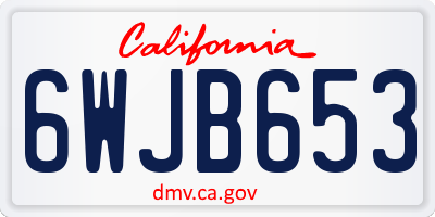CA license plate 6WJB653