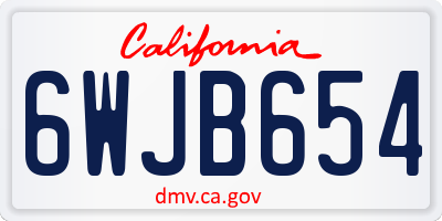 CA license plate 6WJB654