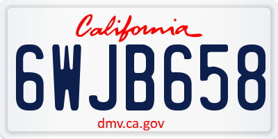 CA license plate 6WJB658