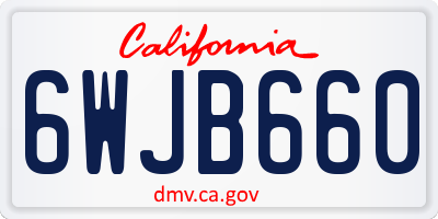 CA license plate 6WJB660