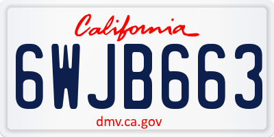 CA license plate 6WJB663